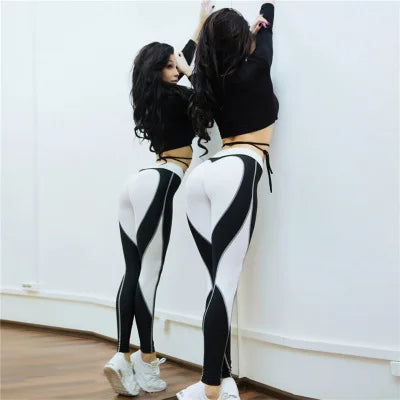 Heart Shape TikTok Viral Leggings for Women – High Waist Booty-Lifting Patchwork Pants