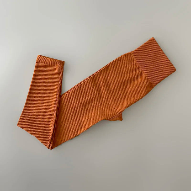 High Waisted TikTok Viral Leggings – Seamless Ribbed Tummy Control for Women