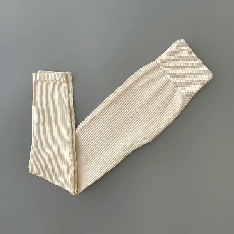 High Waisted TikTok Viral Leggings – Seamless Ribbed Tummy Control for Women