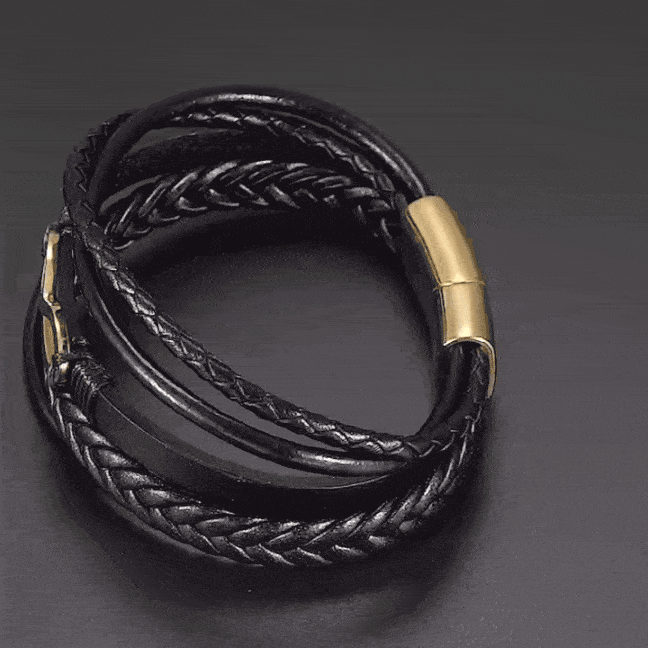 Infinity Symbol Charm Multi-Layer Leather Bracelet for Men