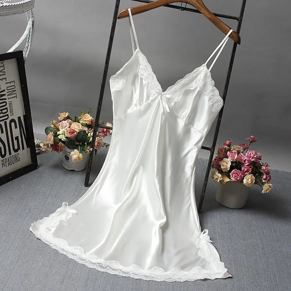 Sexy Lace Patchwork Camisola Lingerie Nighty Wedding Dress Sleepwear