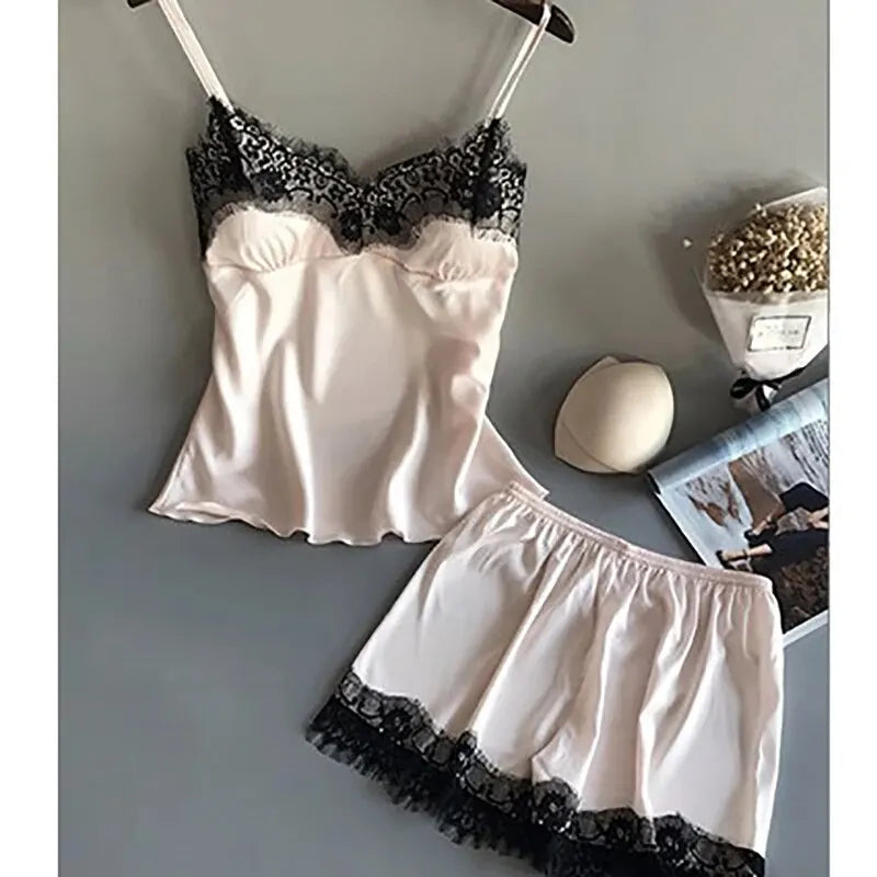 V-Neck Lace Nightgown with Bowknot and Sleep Shorts for Everyday Comfort
