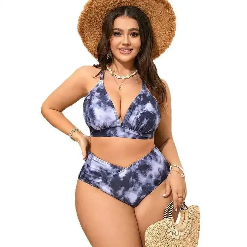 Blunt Style Plus Size Split Bikini for Women – High-Waisted Beach Swimsuit