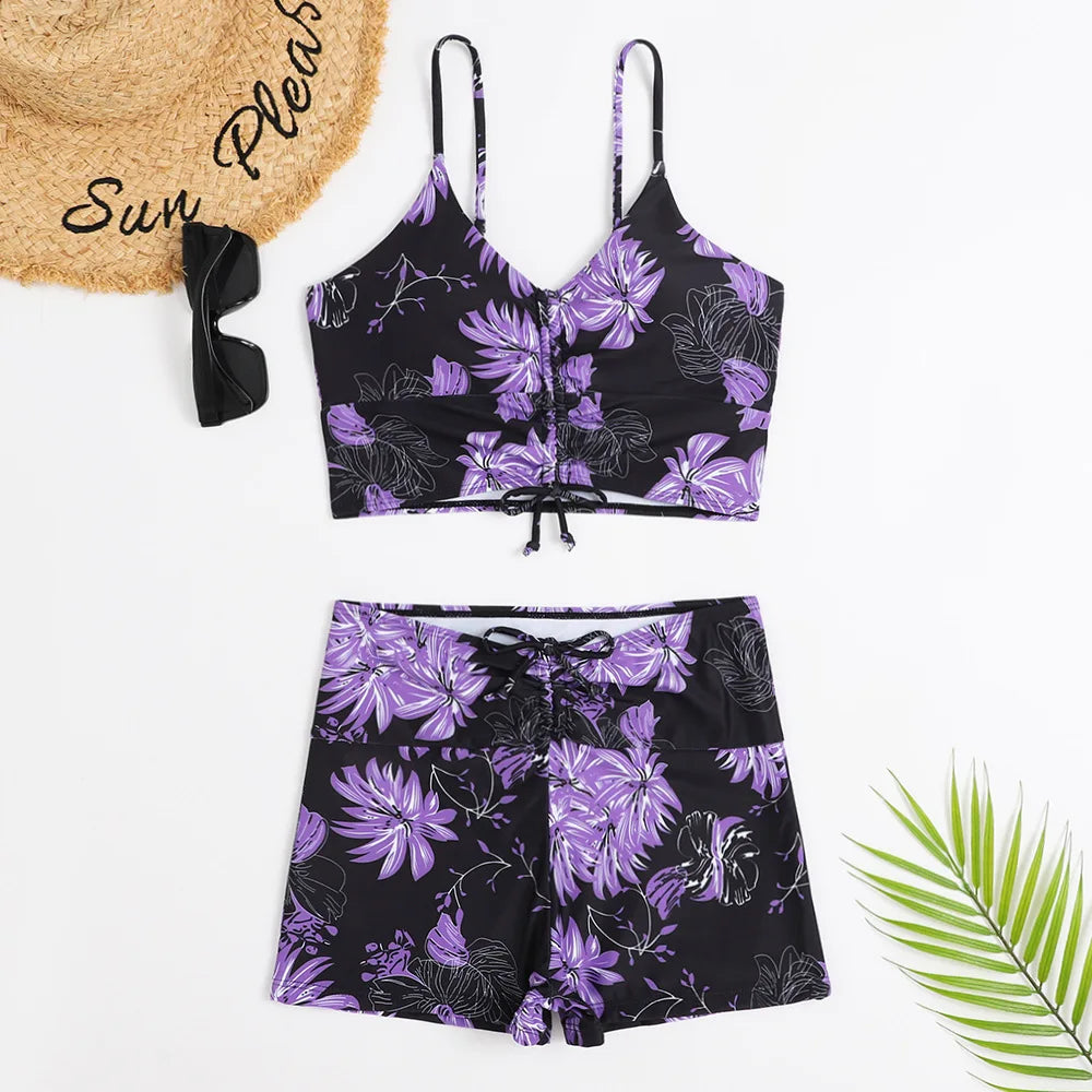 High Waist Floral Bikini Swimsuit for Women – Push Up Two-Piece Swimwear Set