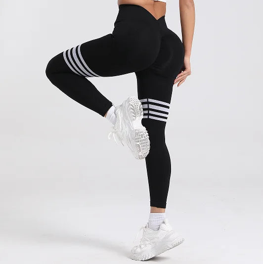 Women’s Butt Lifting V Back Seamless Gym Leggings – Tummy Control, High Waist, Squat-Proof Fit