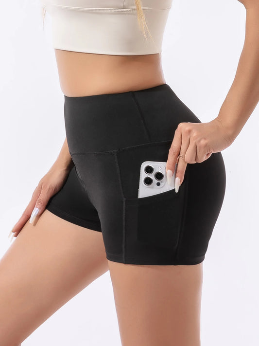 Women's High-Waist Sculpting Workout Shorts with Pockets