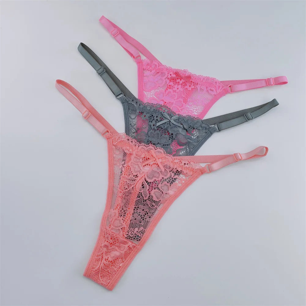 Transparent Low Waist G-String Lace Thongs Panties for Women