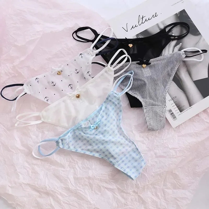 Transparent Low-Waist Cartoon G-String Panties – Cute Mesh Underwear