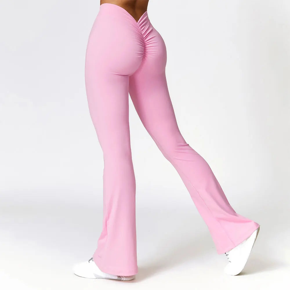 TikTok Viral Leggings – V-Shaped Hip High Waist Flared Yoga Pants for Women