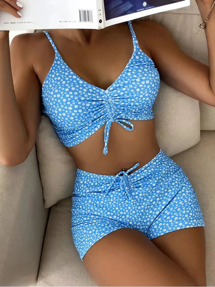 High Waist Floral Bikini Swimsuit for Women – Push Up Two-Piece Swimwear Set