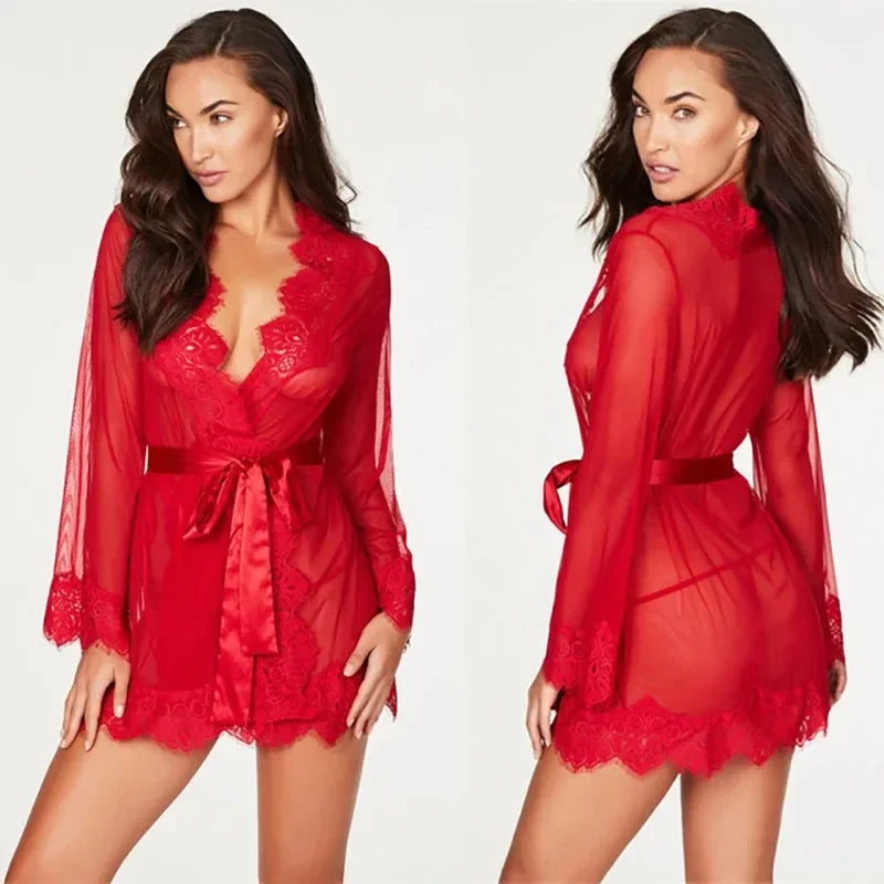 Sexy Women's Lingerie Lace Babydoll Sleepwear Set