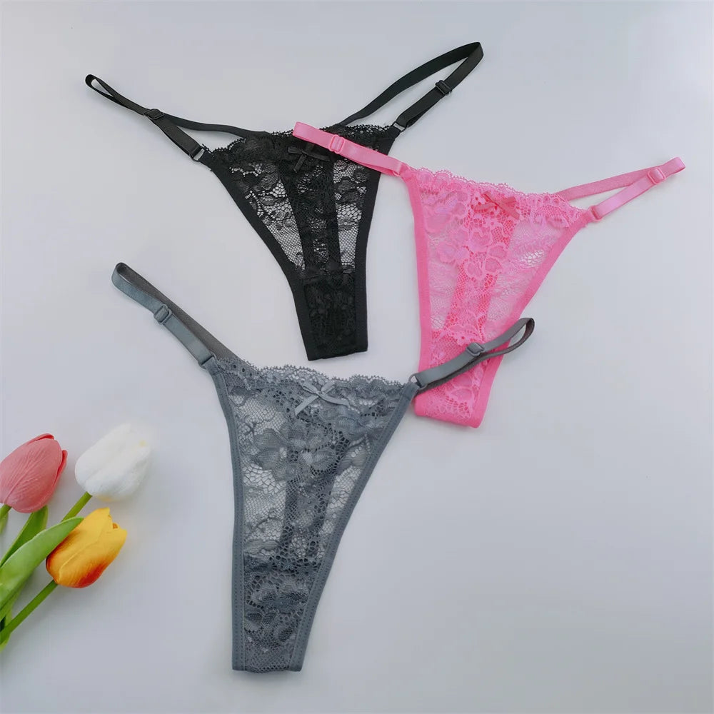 Transparent Low Waist G-String Lace Thongs Panties for Women