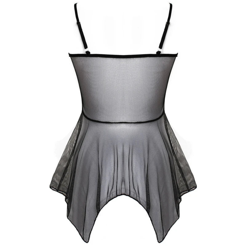 Sexy Lace Babydoll Lingerie for Women – Open Crotch Sleepwear Dress with Bra & Panty Set