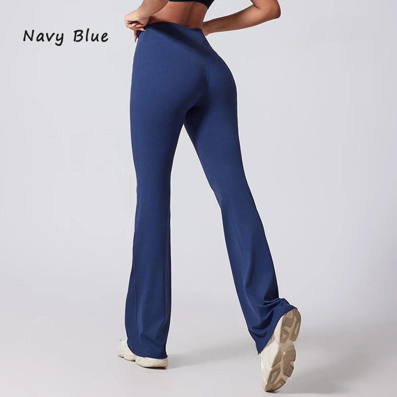 Women's Hip lifting flared pants high waisted yoga fitness pants sports micro flared yoga pants wide leg pants
