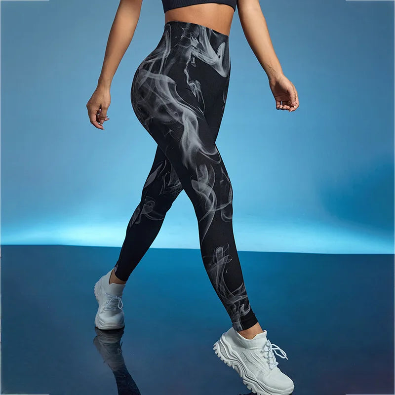 Women’s Tie Dye Seamless Leggings with High Waist Booty Lifting Fitness Tights