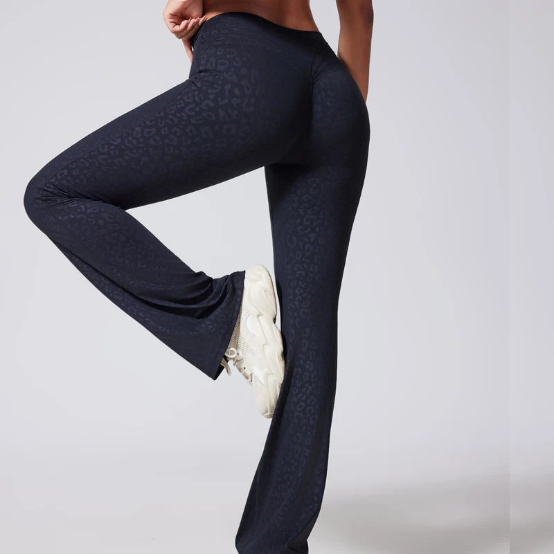 Women's Hip lifting flared pants high waisted yoga fitness pants sports micro flared yoga pants wide leg pants