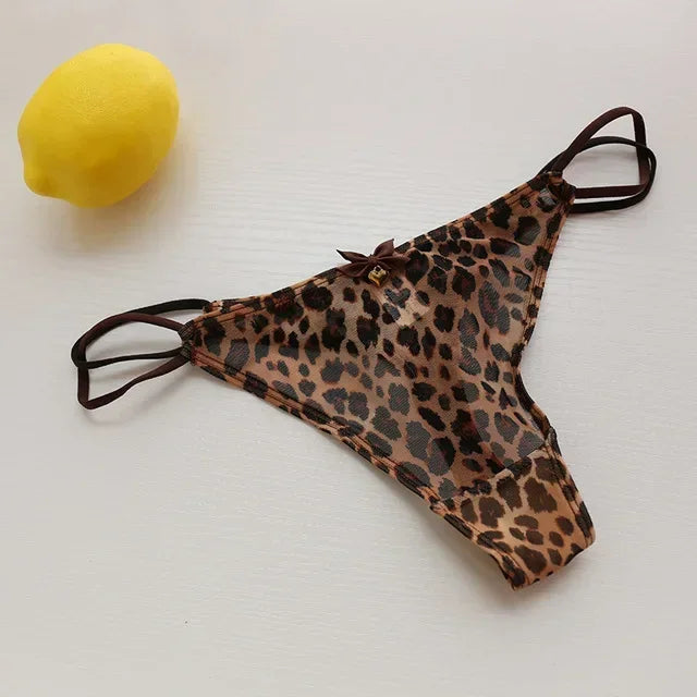 Transparent Strawberry & Cherry G-String Panties – Low-Waist Mesh Underwear