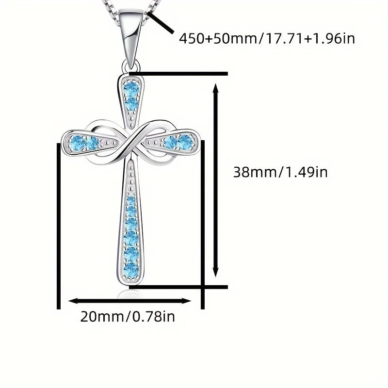 S925 Silver Exquisite Cross Infinity Pendant Necklace