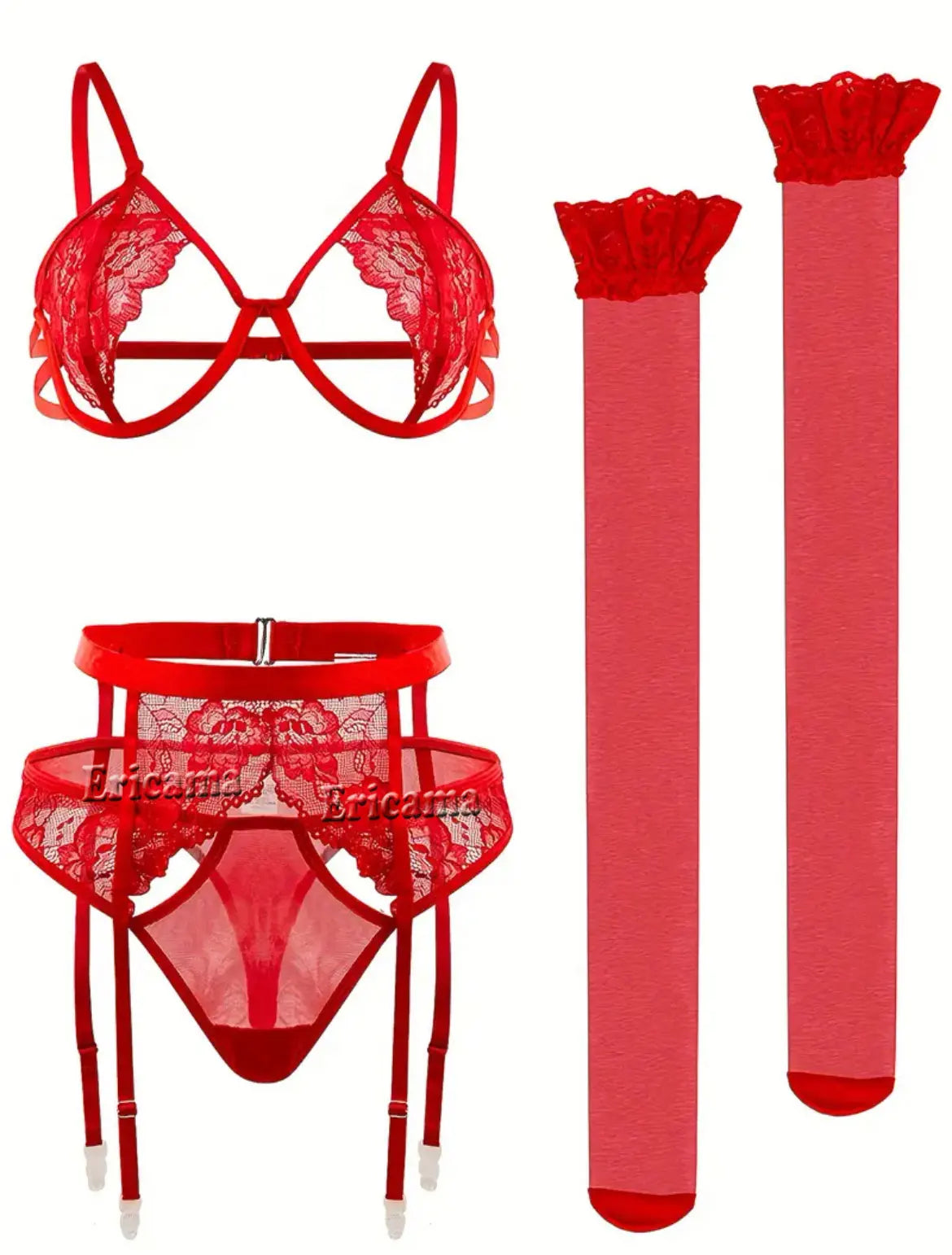 Women's Lace Garter Lingerie Set with Choker - Sexy Underwire Bra & Thong
