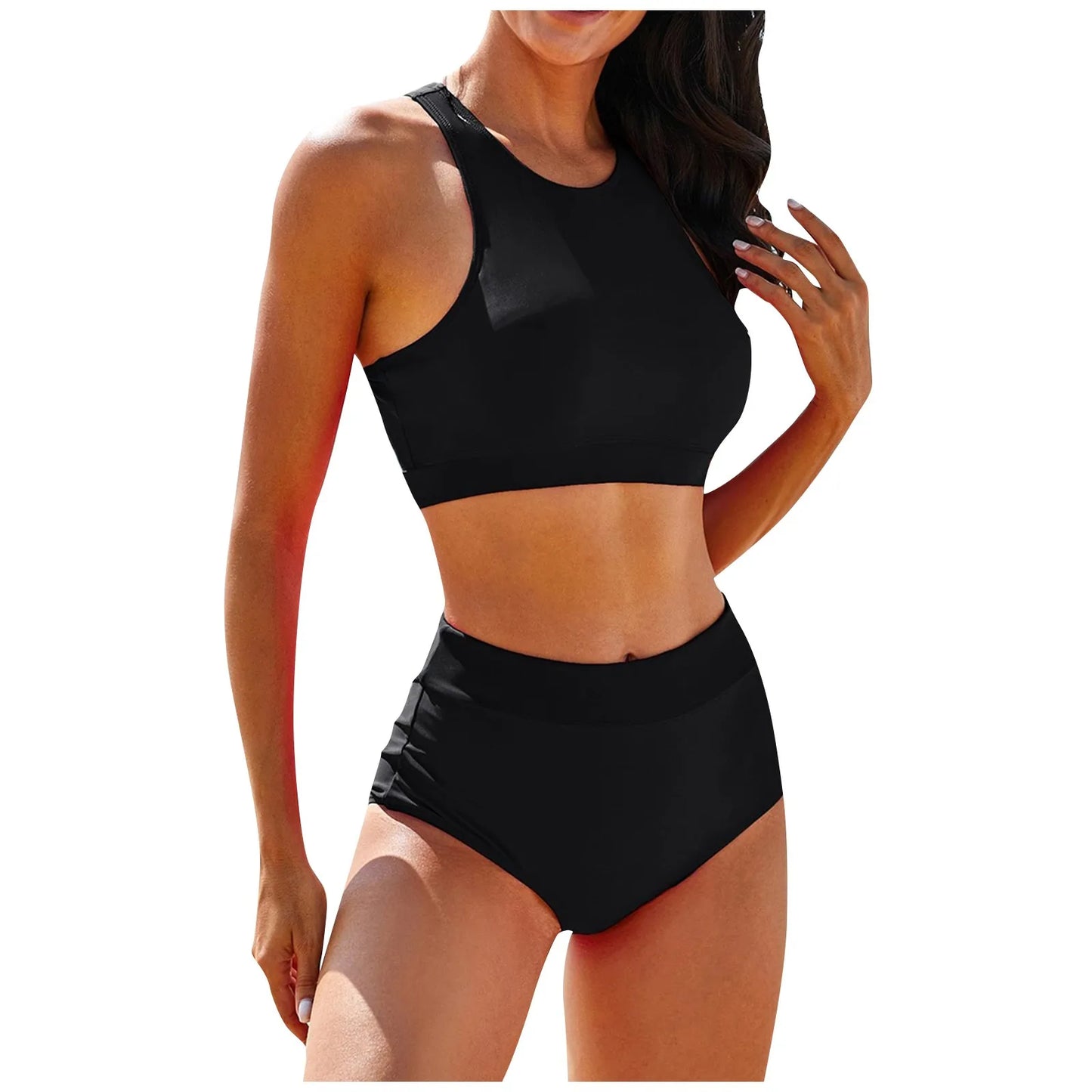 Black bikini set on a white background