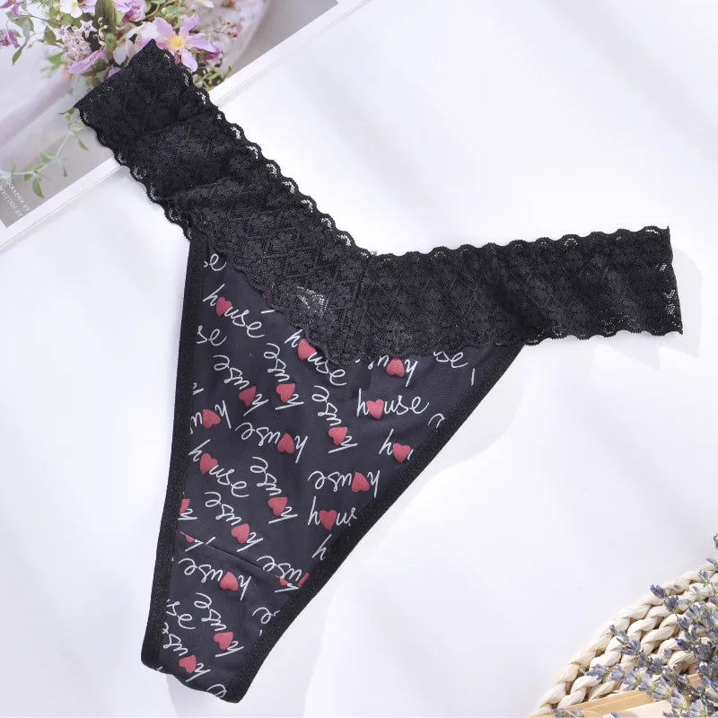 Strawberry Heart Low-Waist G-String – Cute Breathable Lace Thong
