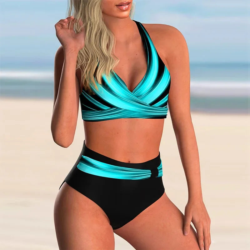 Push Up Halter Bikini Set – Women’s High Waist Padded Swimwear 2-Piece