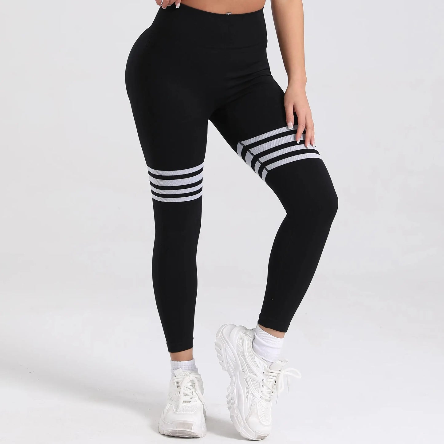 Women’s Butt Lifting V Back Seamless Gym Leggings – Tummy Control, High Waist, Squat-Proof Fit