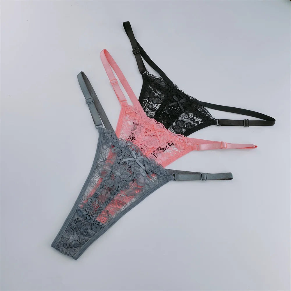 Transparent Low Waist G-String Lace Thongs Panties for Women