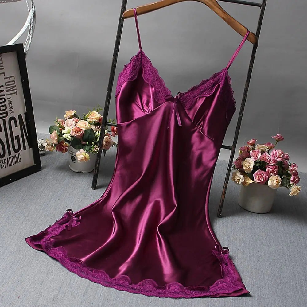 Sexy Lace Patchwork Camisola Lingerie Nighty Wedding Dress Sleepwear