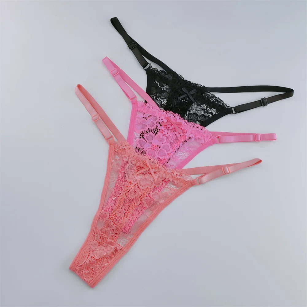 Transparent Low Waist G-String Lace Thongs Panties for Women
