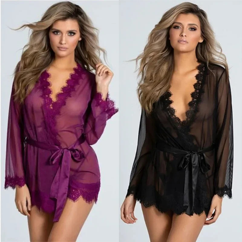 Sexy Women's Lingerie Lace Babydoll Sleepwear Set