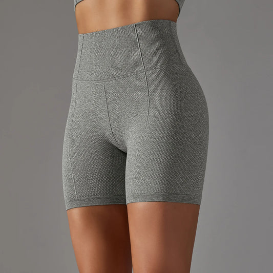 Women High Waisted Swim Shorts - Checkered Seamless Gym & Beach Fitness Shorts