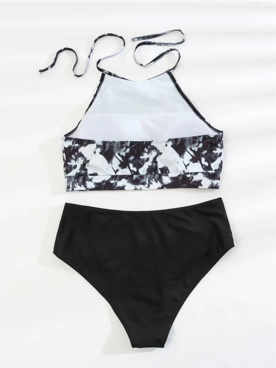 Halter String High Waist Two Piece Bikini Swimsuit for Women