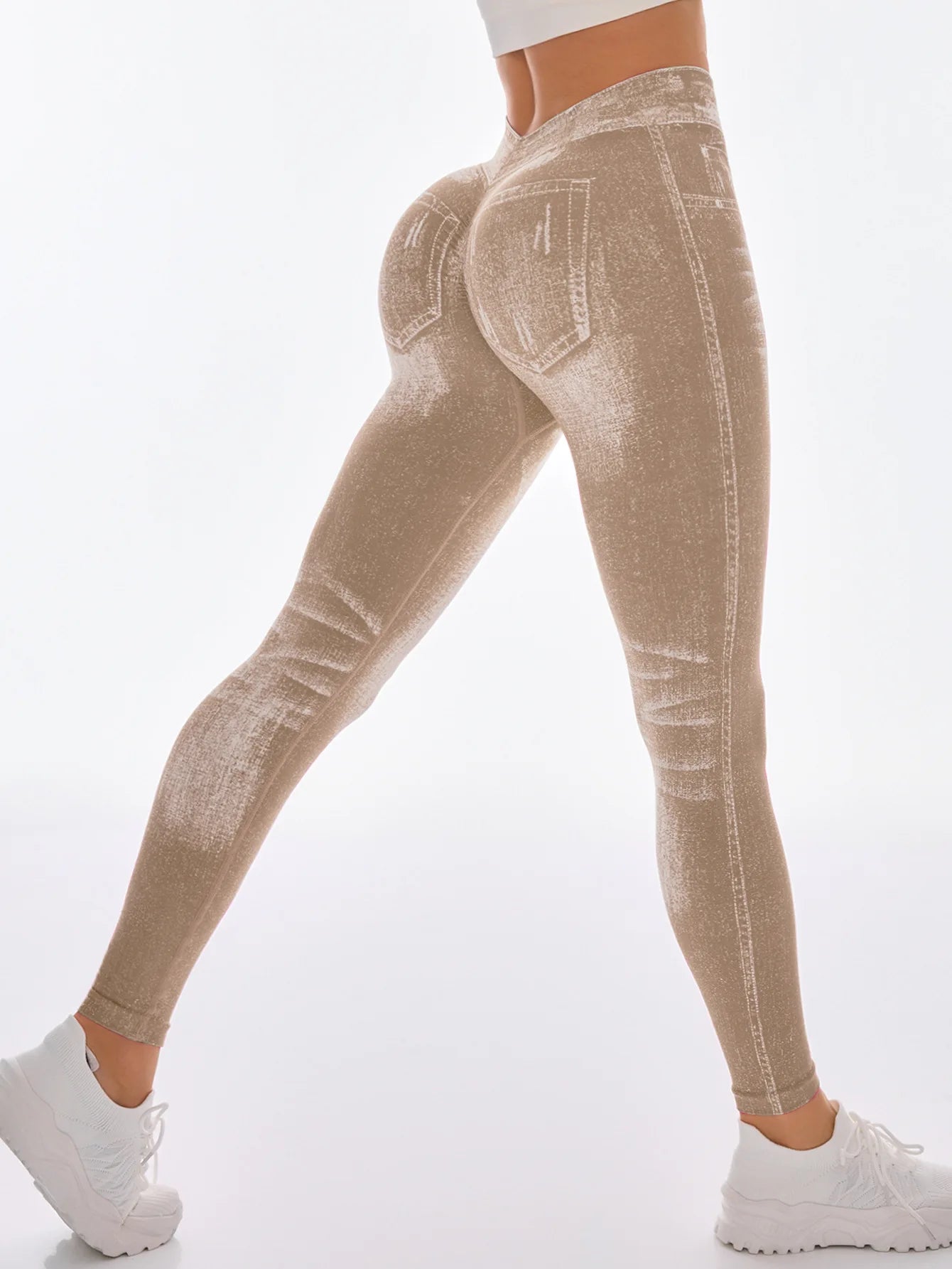 Women’s V Back Scrunch Butt Leggings – High Waist, Seamless, Tummy Control Workout Tights