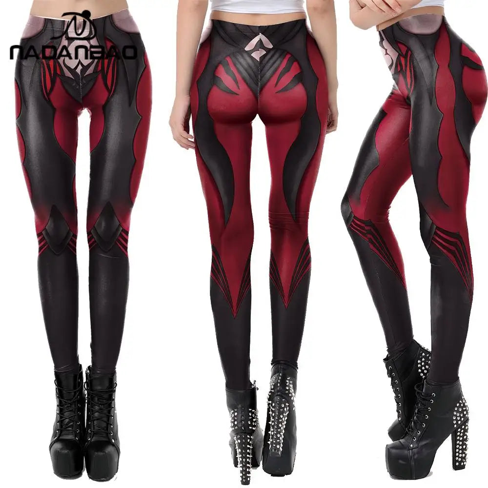 TikTok Viral Leggings – Gothic Style Anime Printed High-Waisted Leggings for Women