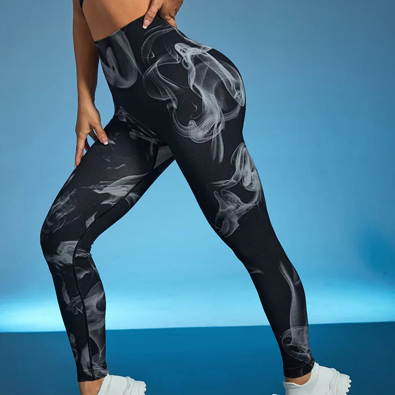 Women’s Tie Dye Seamless Leggings with High Waist Booty Lifting Fitness Tights