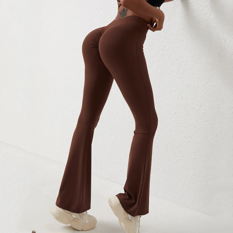High Waist Butt Lifting Yoga Flared Pants – Tummy Control & Booty Enhancing Fit