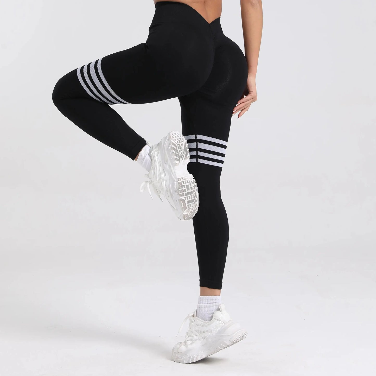 Women’s Butt Lifting V Back Seamless Gym Leggings – Tummy Control, High Waist, Squat-Proof Fit