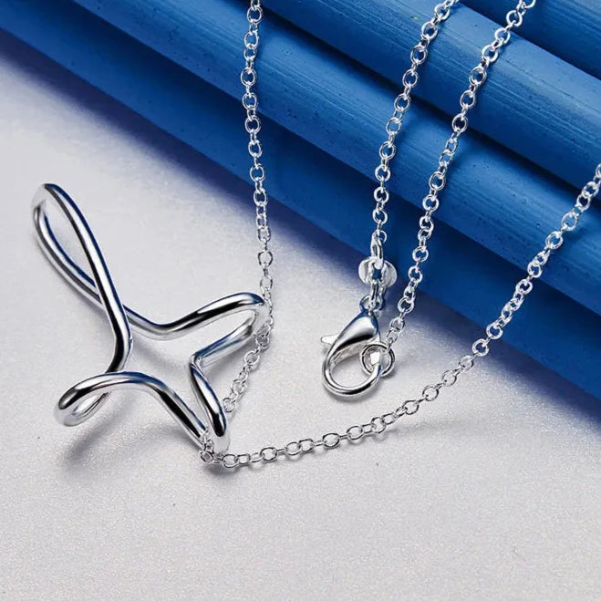 New 925 Sterling Silver Twisted Cross Pendant Necklace
