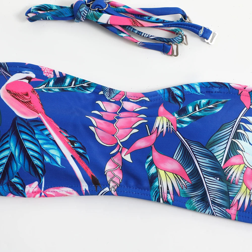 Print Strapless Two-Piece Bikini Set for Women – Summer Beachwear Swimwear