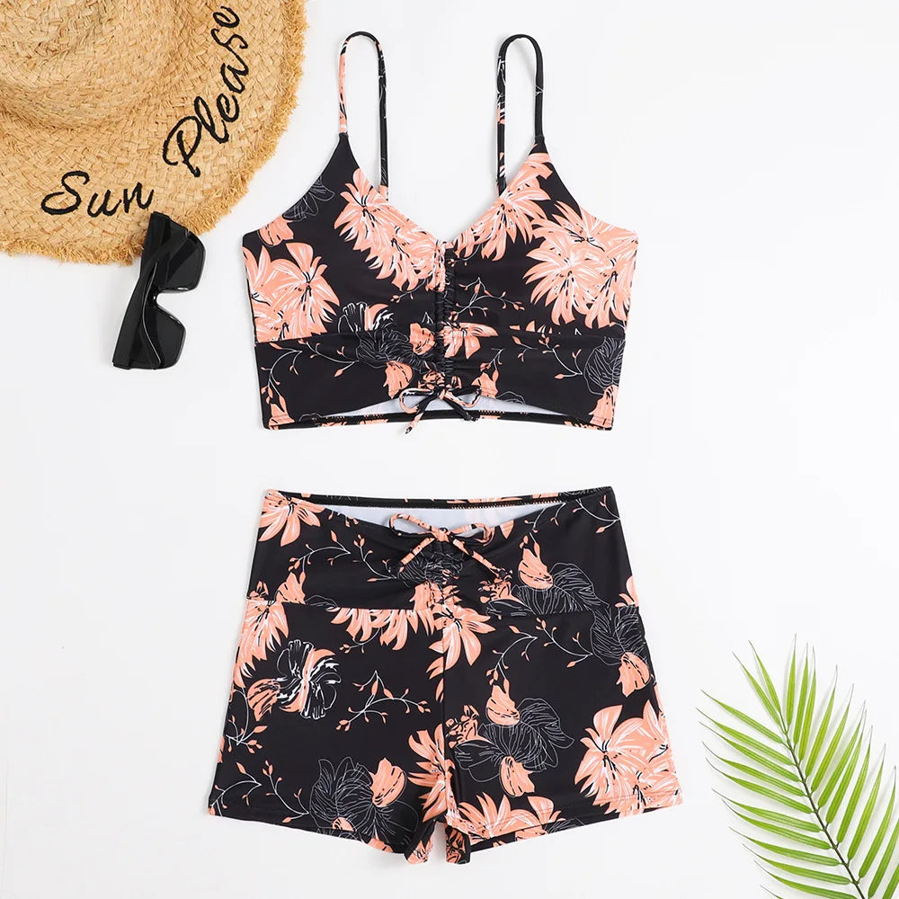 High Waist Floral Bikini Swimsuit for Women – Push Up Two-Piece Swimwear Set