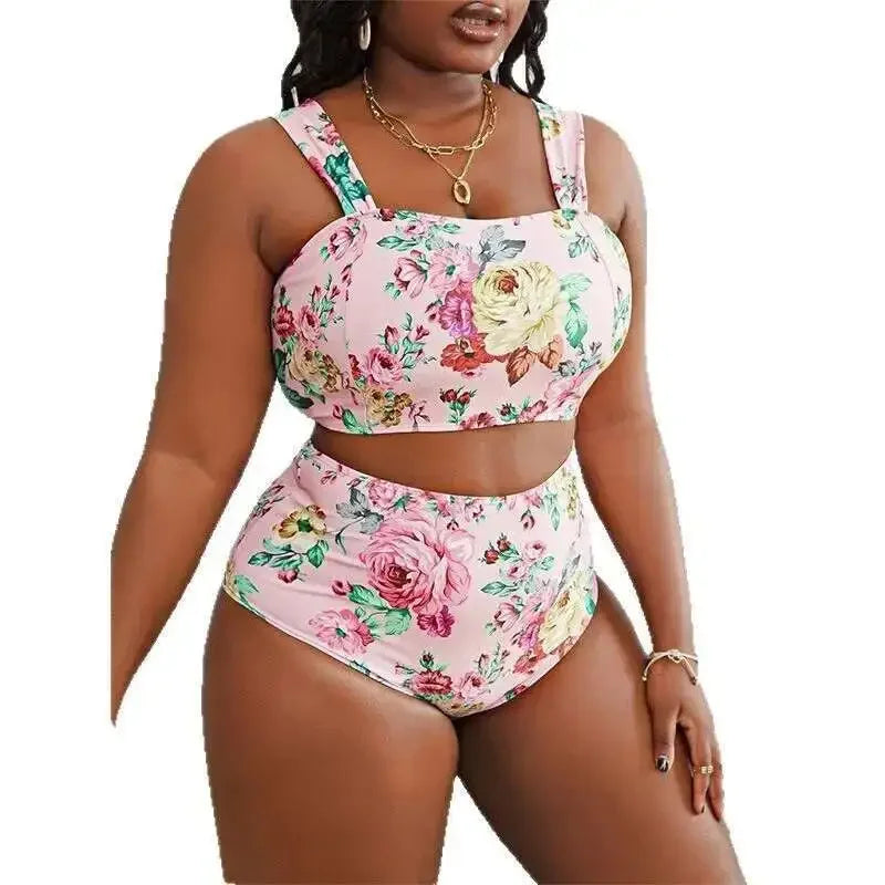 Girl Like Plus Size Split Swimsuit – High Waist Bikini for Women, Backless Summer Swimwear