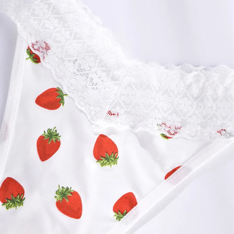 Strawberry Heart Low-Waist G-String – Cute Breathable Lace Thong
