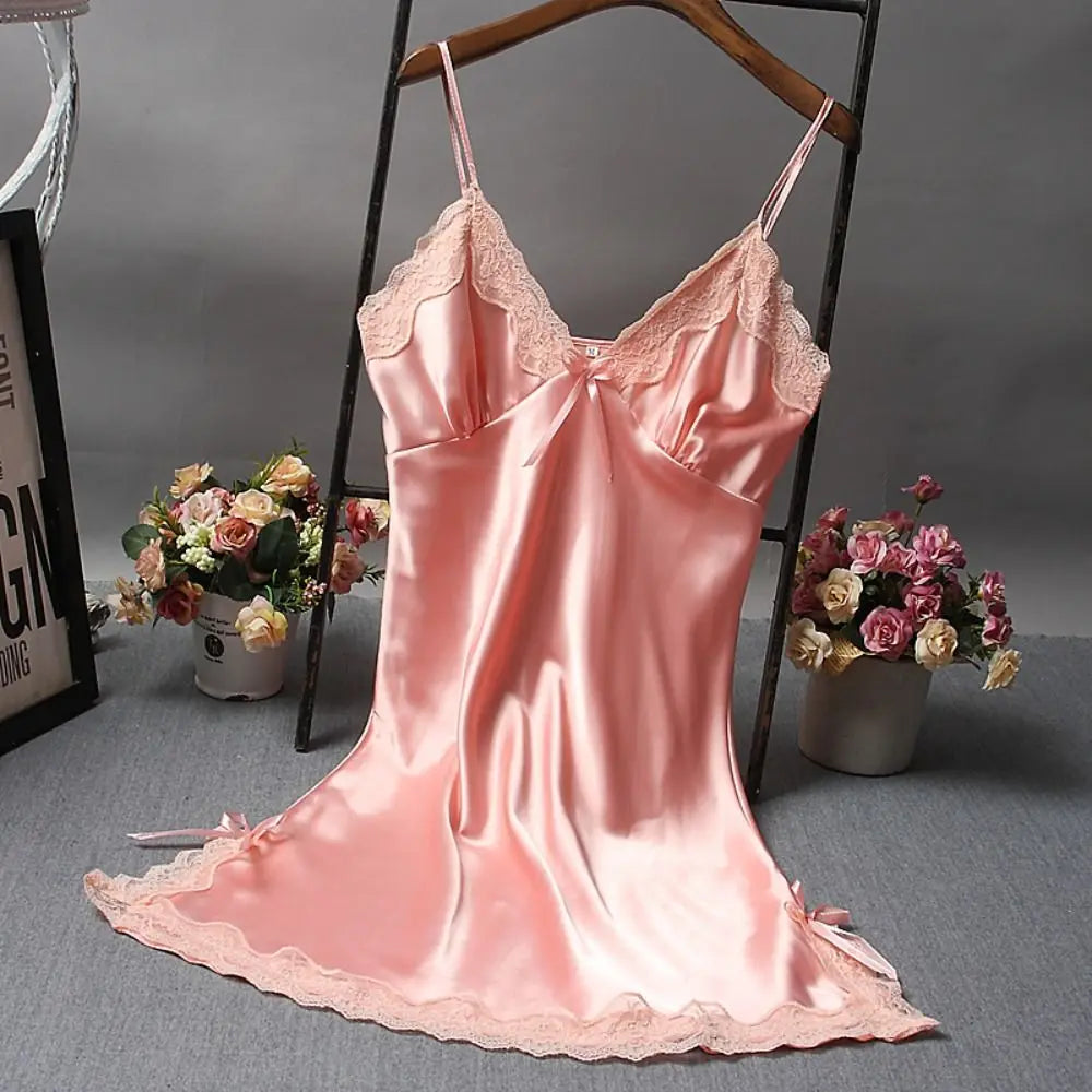 Sexy Lace Patchwork Camisola Lingerie Nighty Wedding Dress Sleepwear