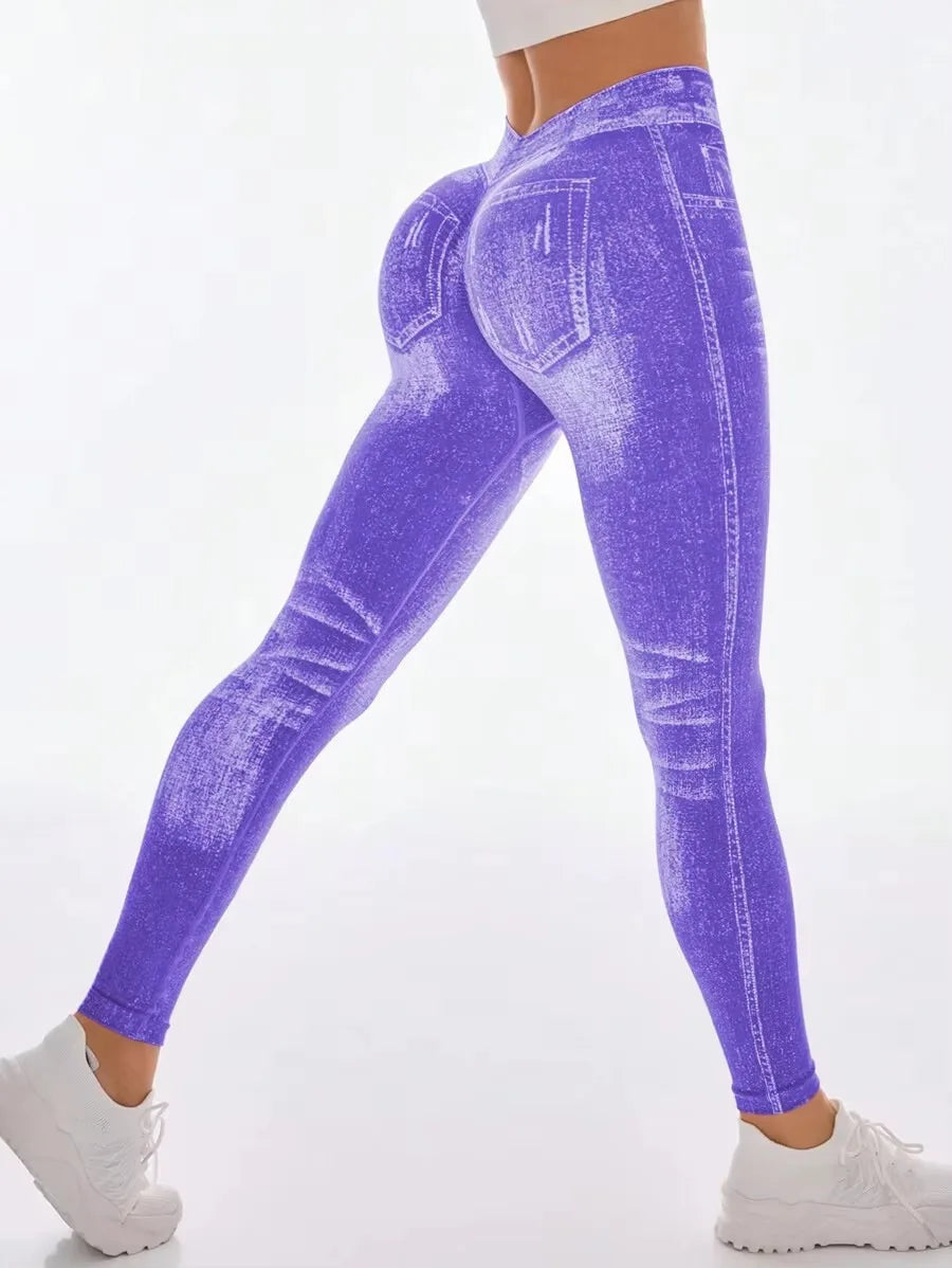 Women’s V Back Scrunch Butt Leggings – High Waist, Seamless, Tummy Control Workout Tights