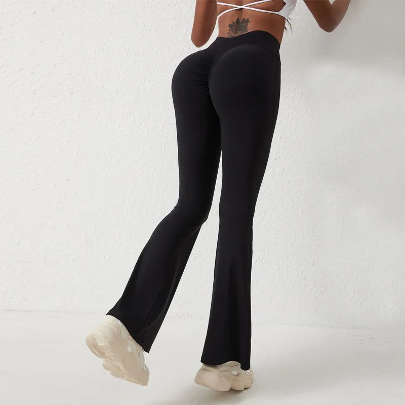 TikTok Viral Leggings – High Waist Bell-Bottom Yoga Pants for Women