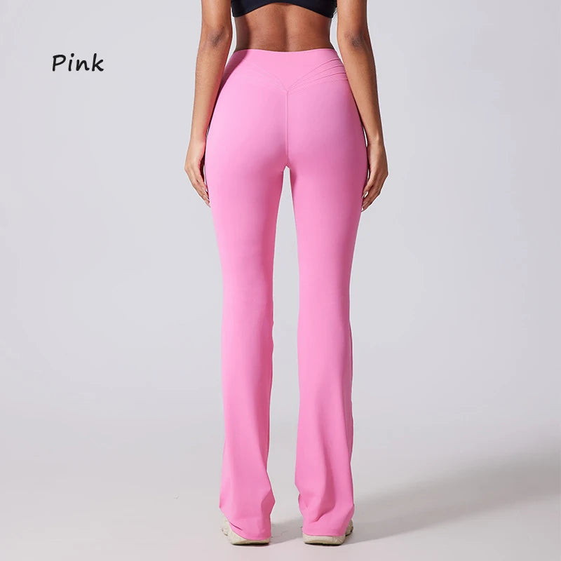 Women's Hip lifting flared pants high waisted yoga fitness pants sports micro flared yoga pants wide leg pants