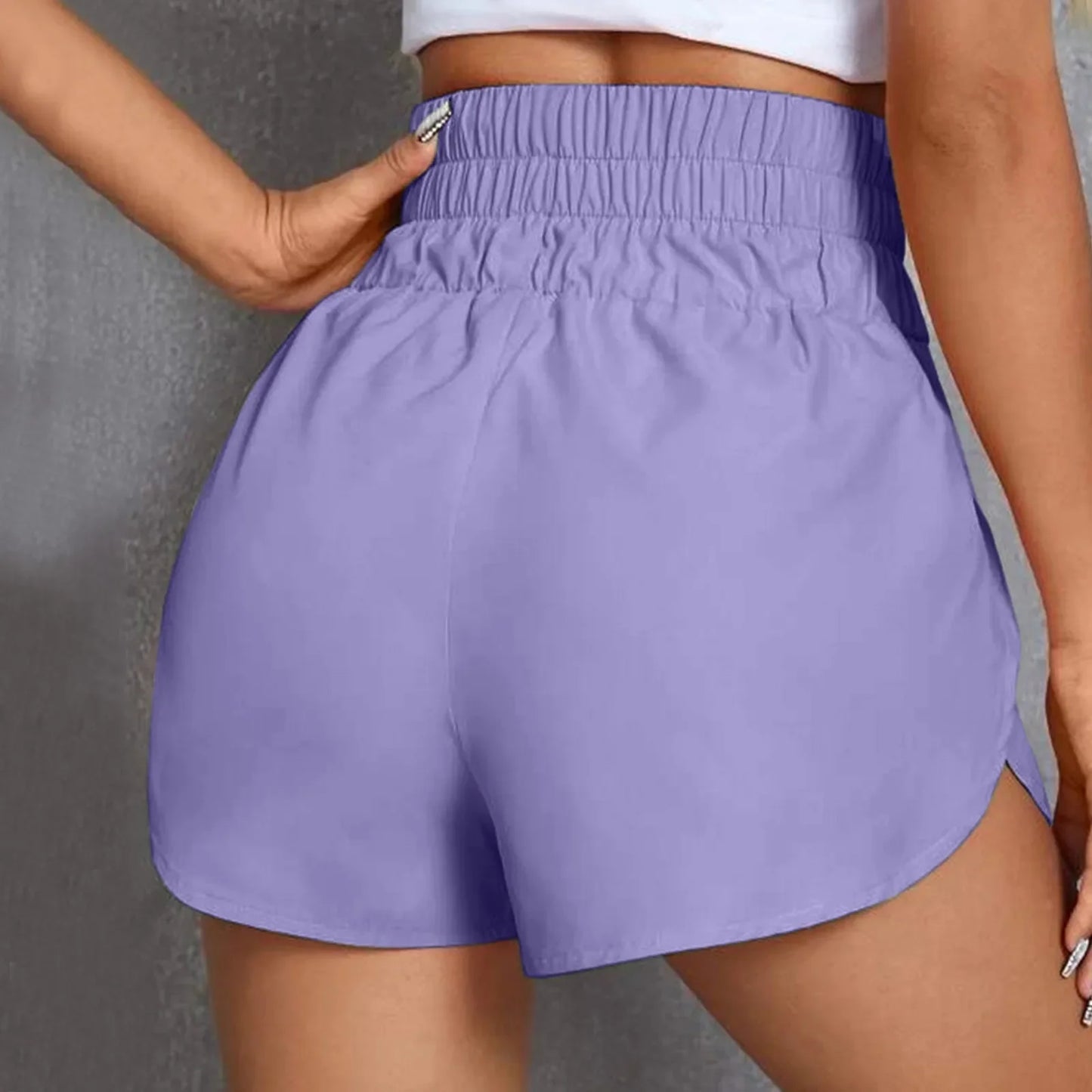 Women's Quick-Dry Side Split Running Shorts – Elastic Waist Yoga Fit