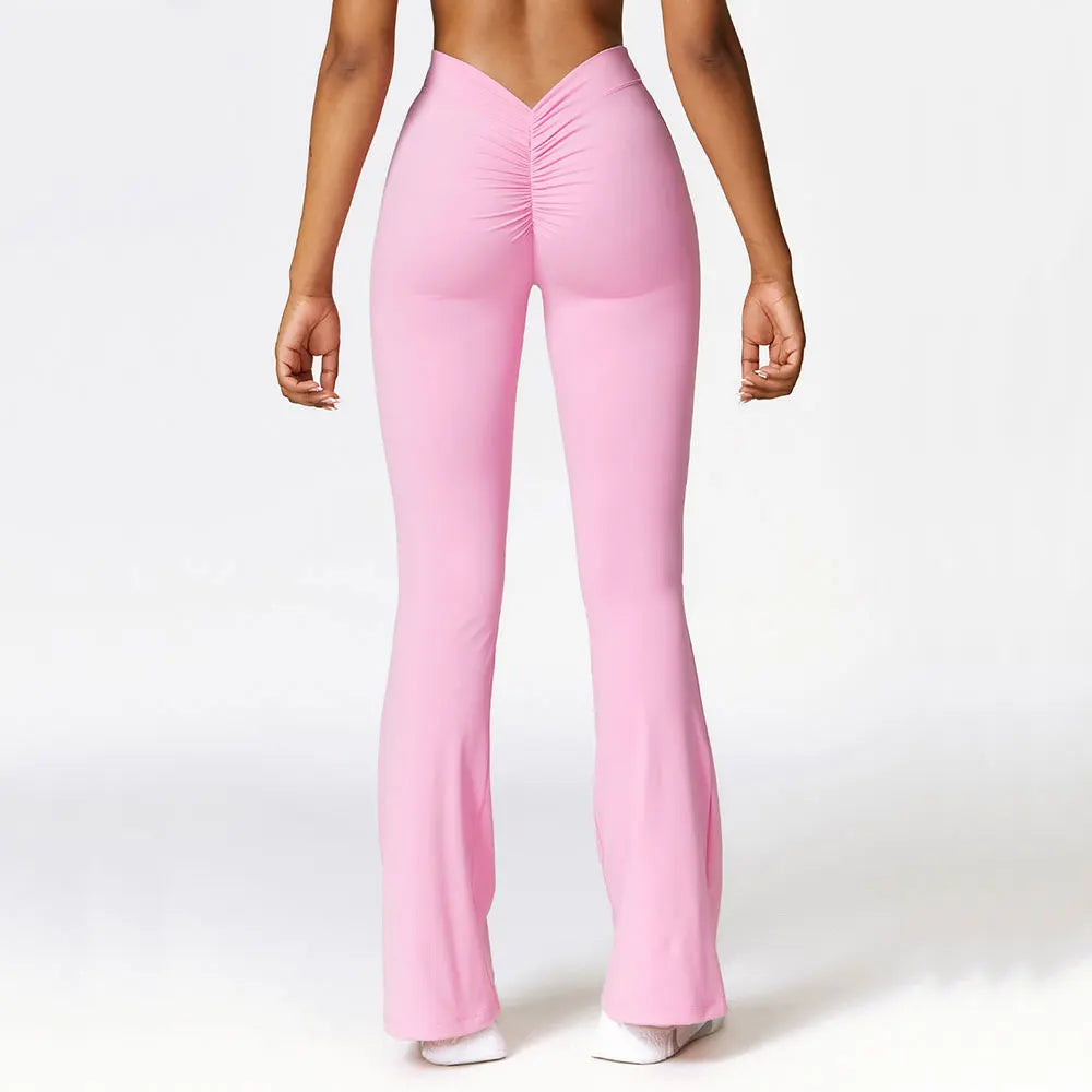TikTok Viral Leggings – V-Shaped Hip High Waist Flared Yoga Pants for Women