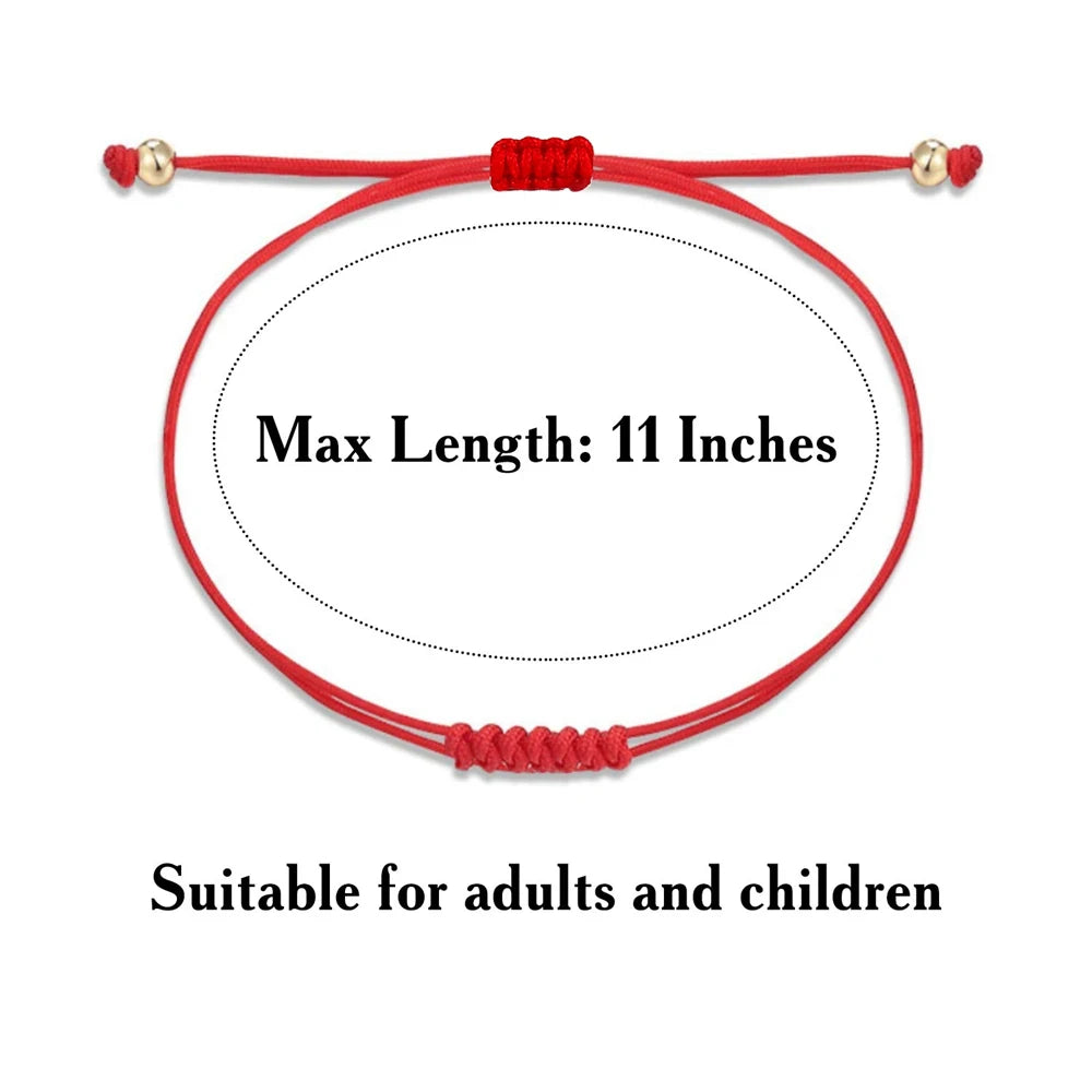 Red String Kabbalah Bracelet Set with Adjustable Good Luck Charm